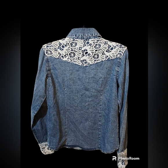 Rod's Small denim with lace snap closure western l/s - Picture 8 of 11